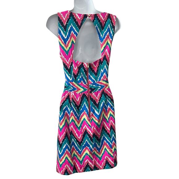 Lilly Pulitzer Kirkland Dress Size 6 Hearts A Flutter Chevron Keyhole Colorful - Picture 4 of 12